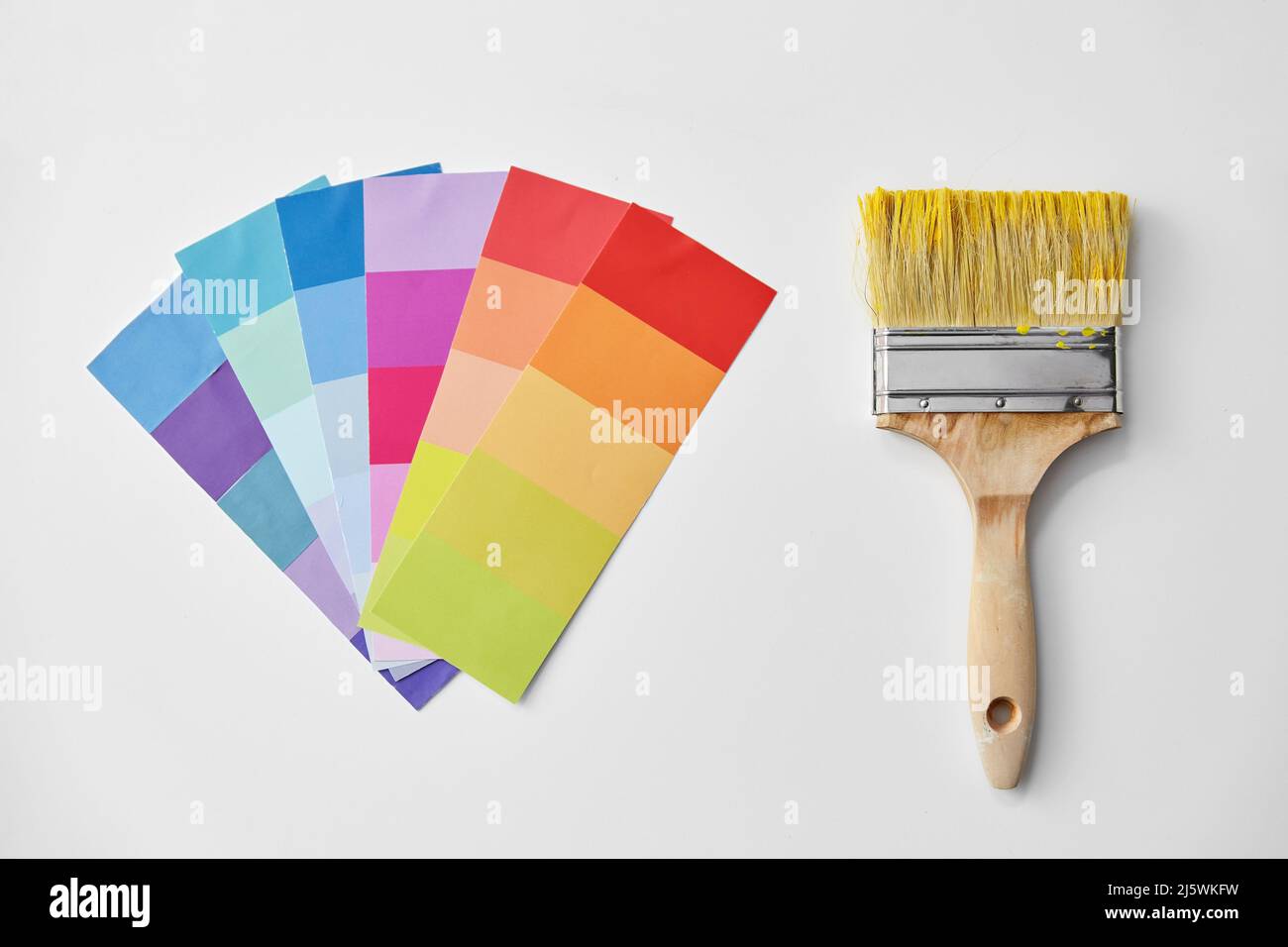 paint brush and color palette on white background Stock Photo Alamy