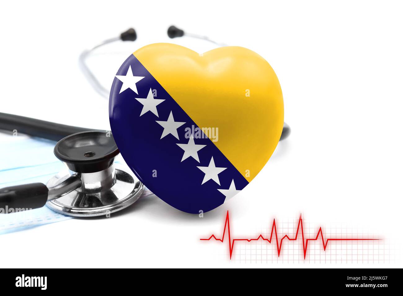 Flag of Bosnia and Herzegovina in the form of a heart next to a