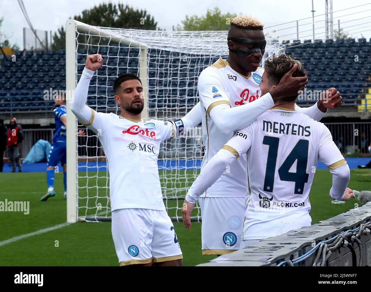 Dries Mertens and Victor Osimhen of SSC Napoli celebrate the 3-0