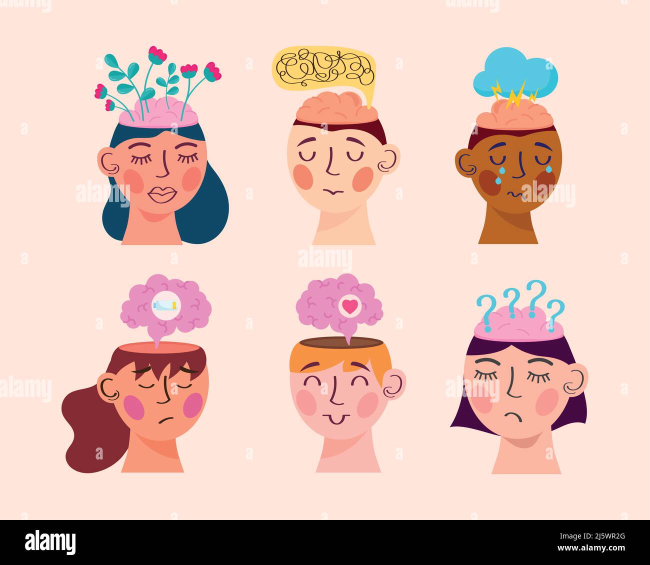 six mental health icons Stock Vector Image & Art - Alamy
