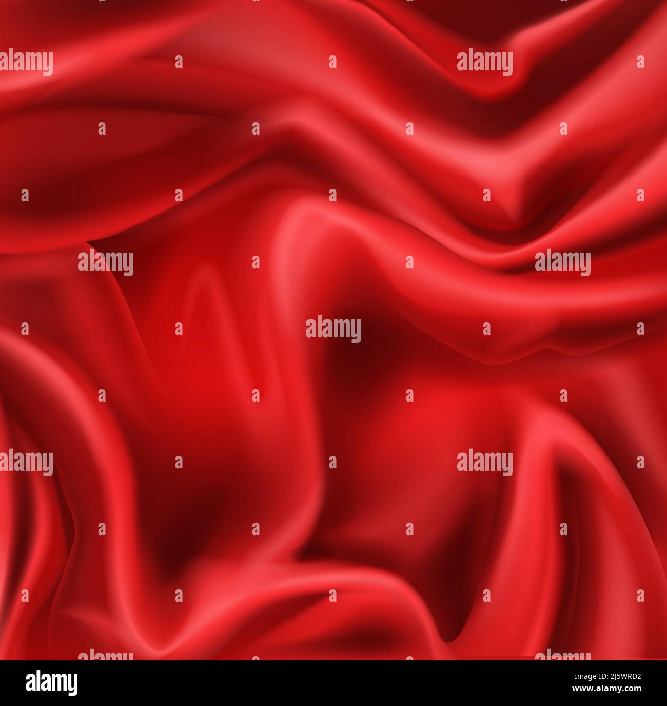 Red silk folded fabric background, luxurious textile decoration