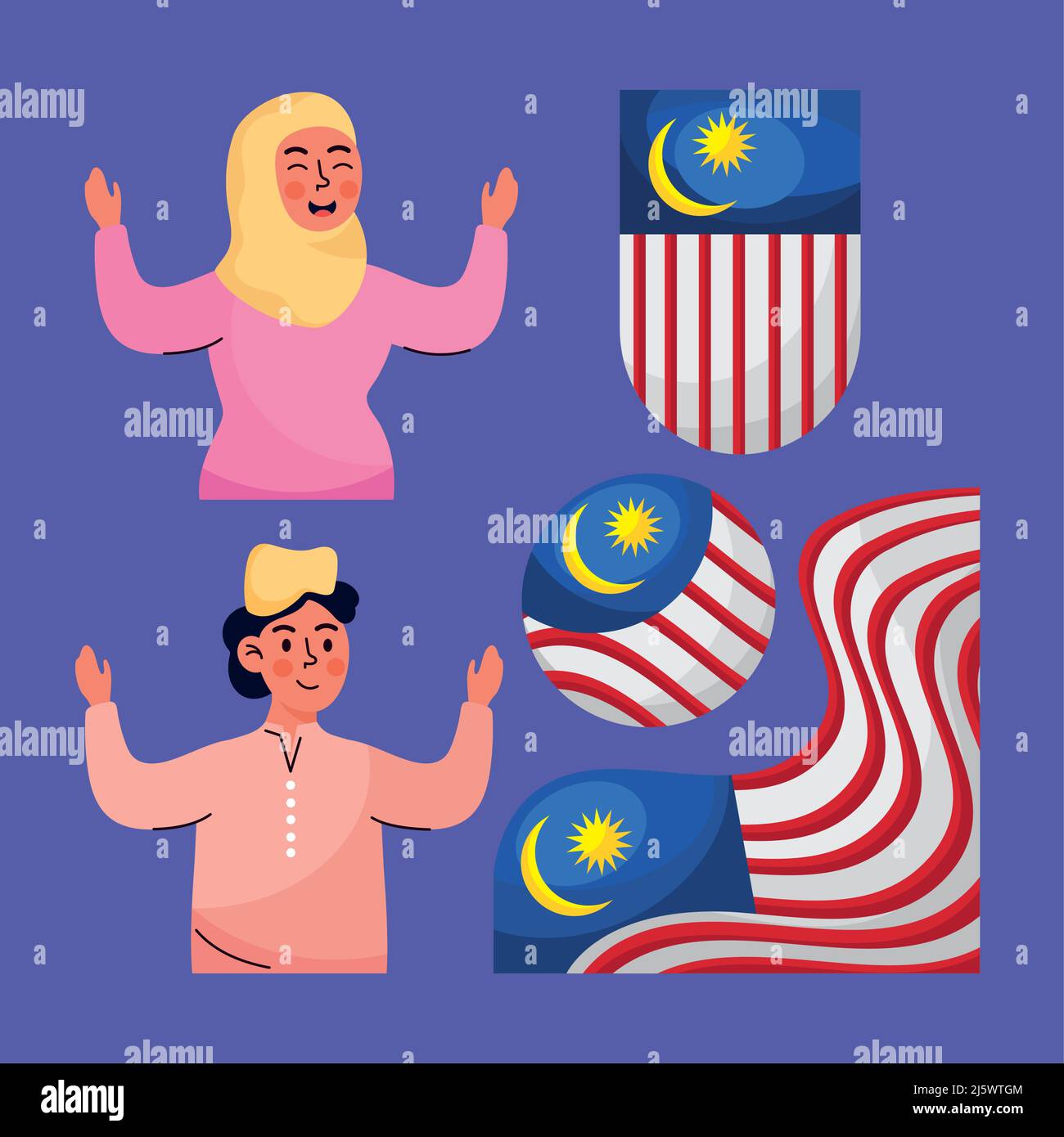 five hari merdeka icons Stock Vector Image & Art - Alamy