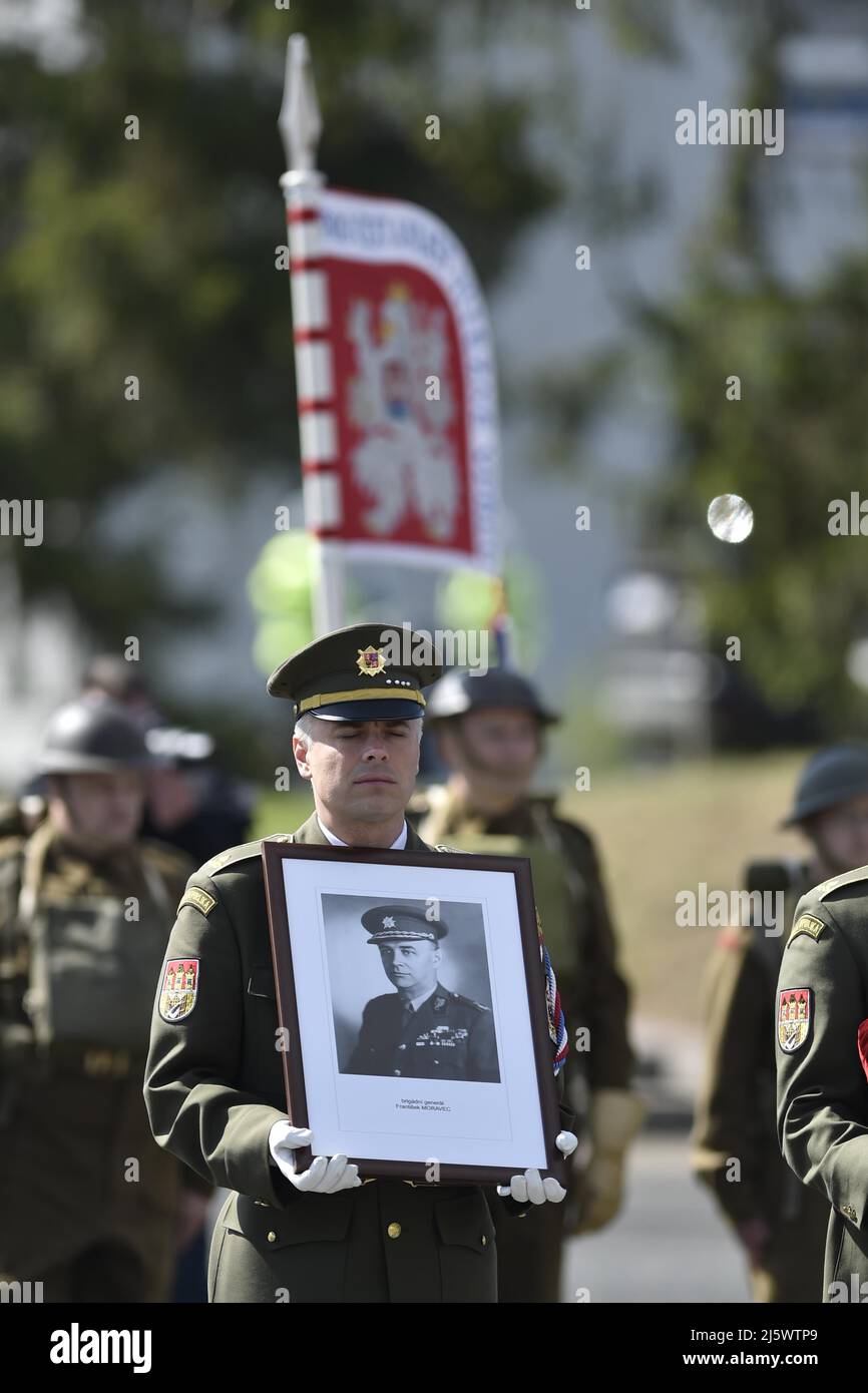 Caslav, Czech Republic. 26th Apr, 2022. Ceremony following transport of