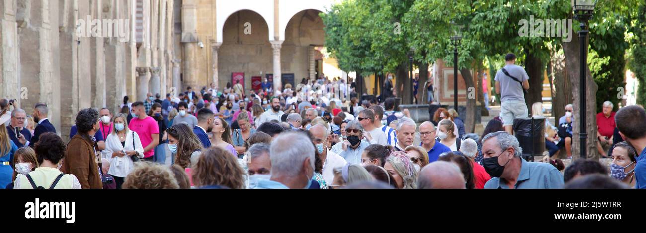 Mezquita in Córdoba Spain.Post-covid travel image.Some tourists wandering around with a mask on. Stock Photo