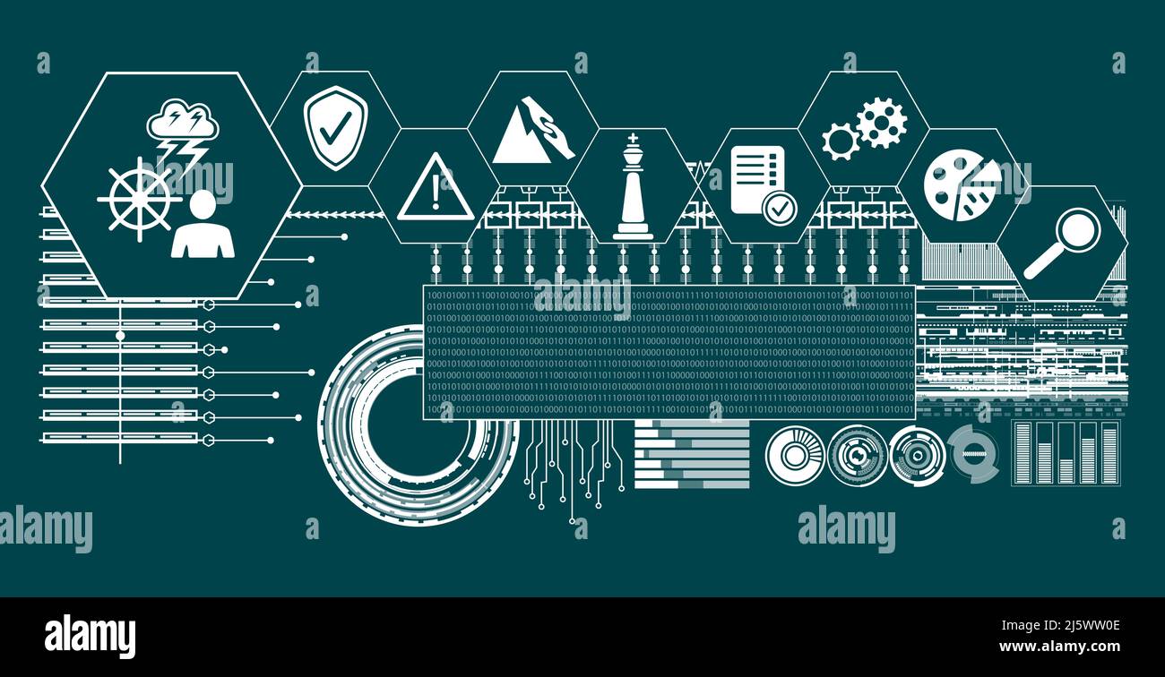 Concept of crisis management with connected icons Stock Photo - Alamy
