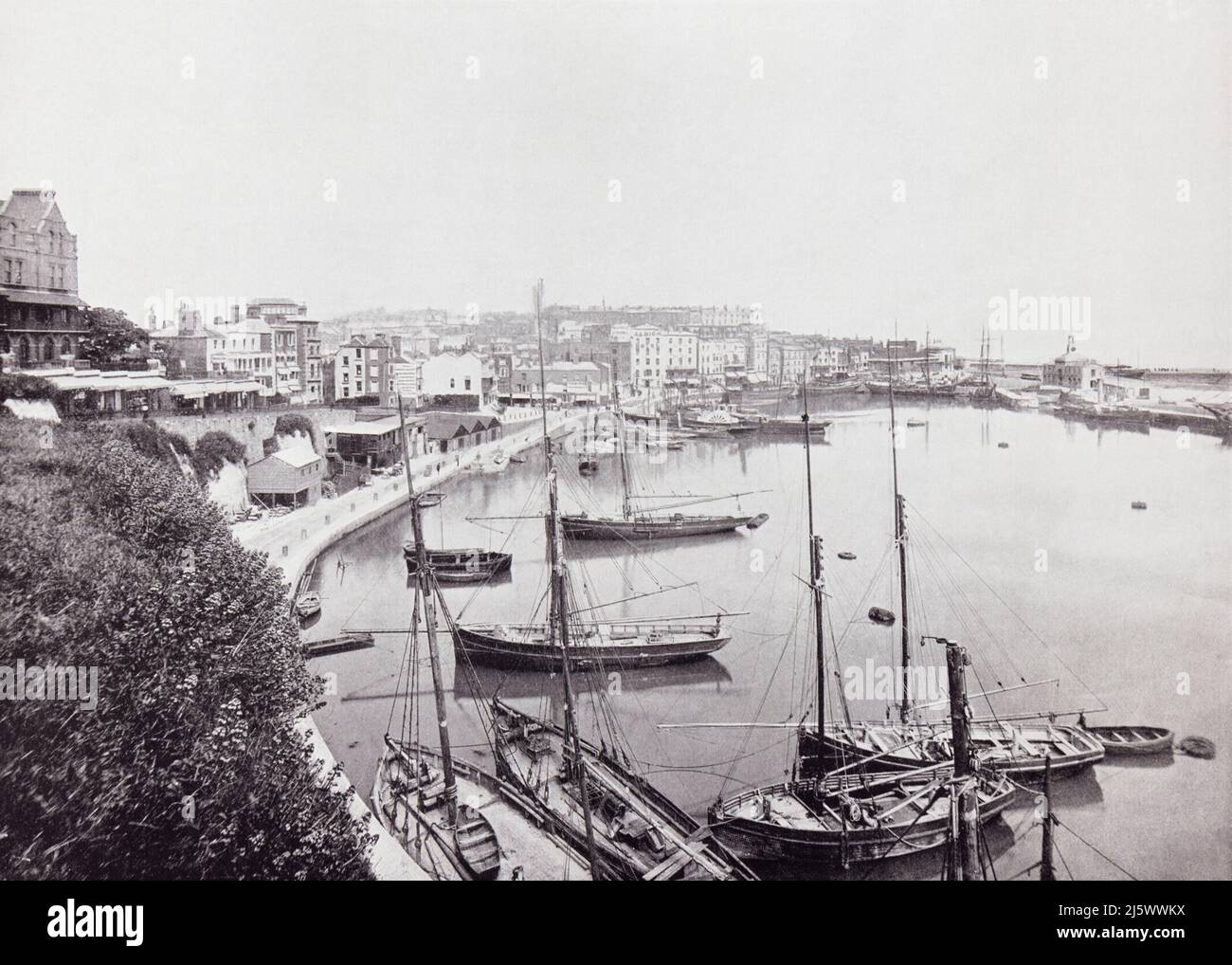 The harbour at Ramsgate, Thanet, Kent, England, seen here in the 19th century.  From Around The Coast,  An Album of Pictures from Photographs of the Chief Seaside Places of Interest in Great Britain and Ireland published London, 1895, by George Newnes Limited. Stock Photo
