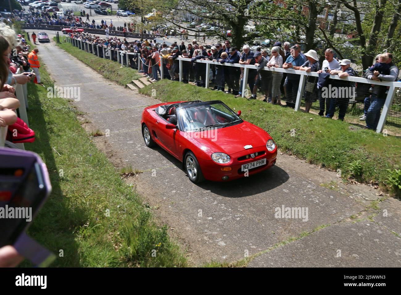 MG MGF (1995) on Test Hill, British Marques Day, 24 April 2022, Brooklands Museum, Weybridge, Surrey, England, Great Britain, UK, Europe Stock Photo
