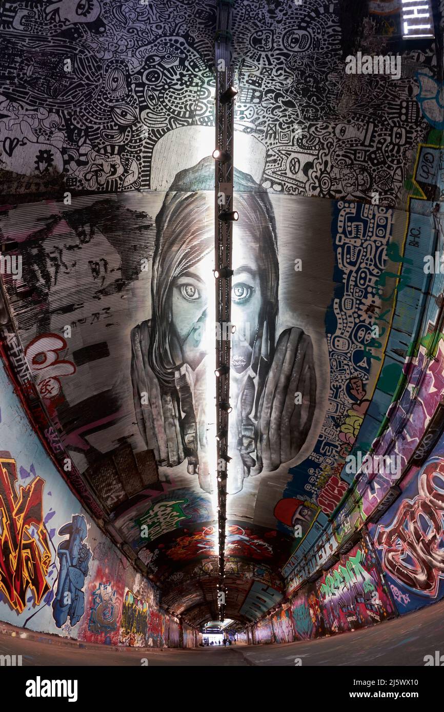 Leake Street Graffiti Tunnel, London Stock Photo