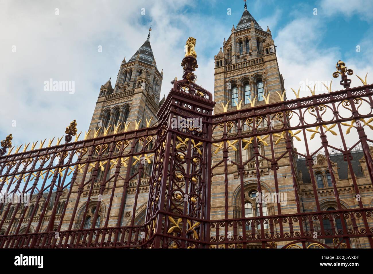Railing and Exterior Detail of The Natural History Museum, London Stock Photo