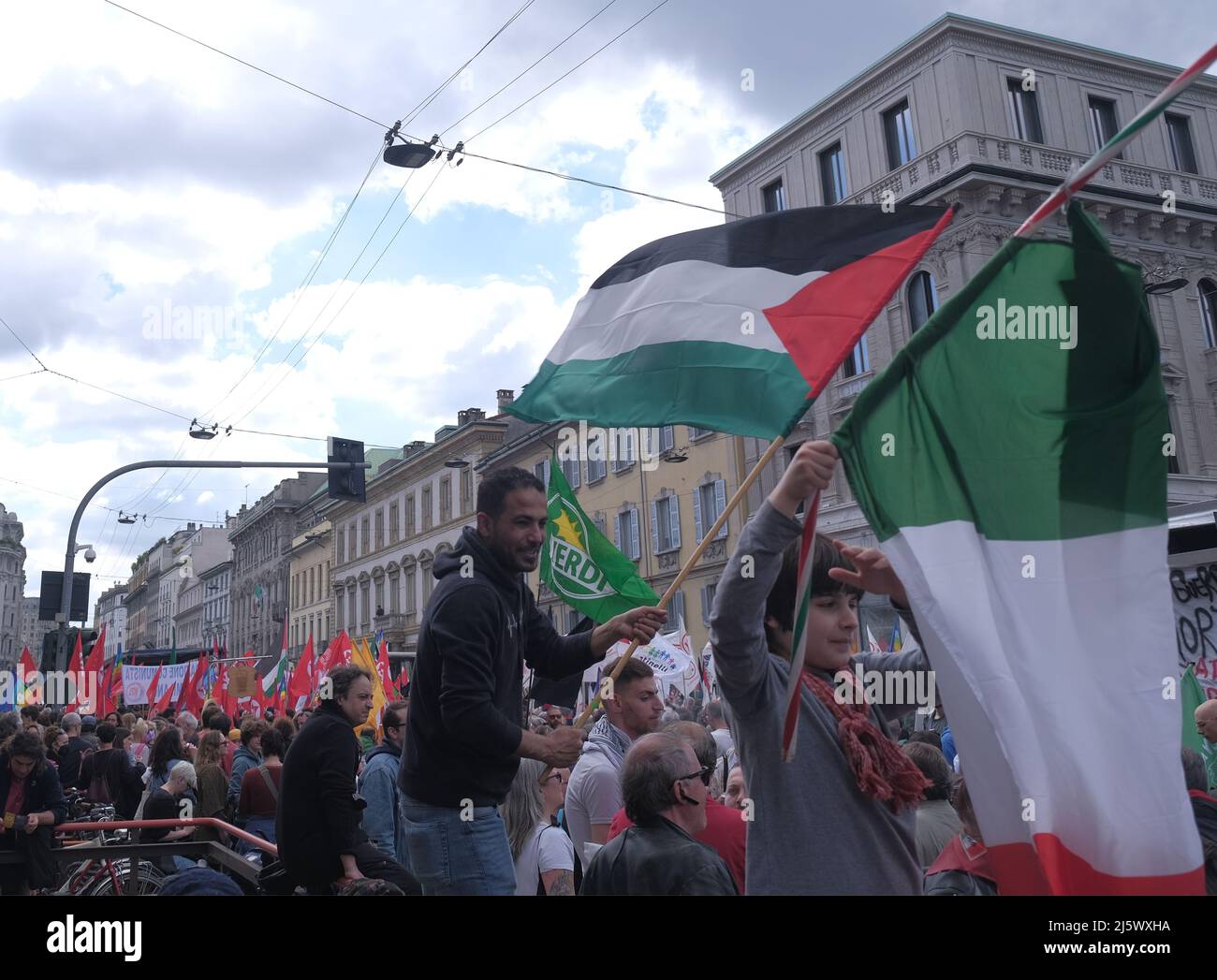 Celebrations For The Liberation Day In Milan, Italy - 25 Apr 2022 Stock Photo