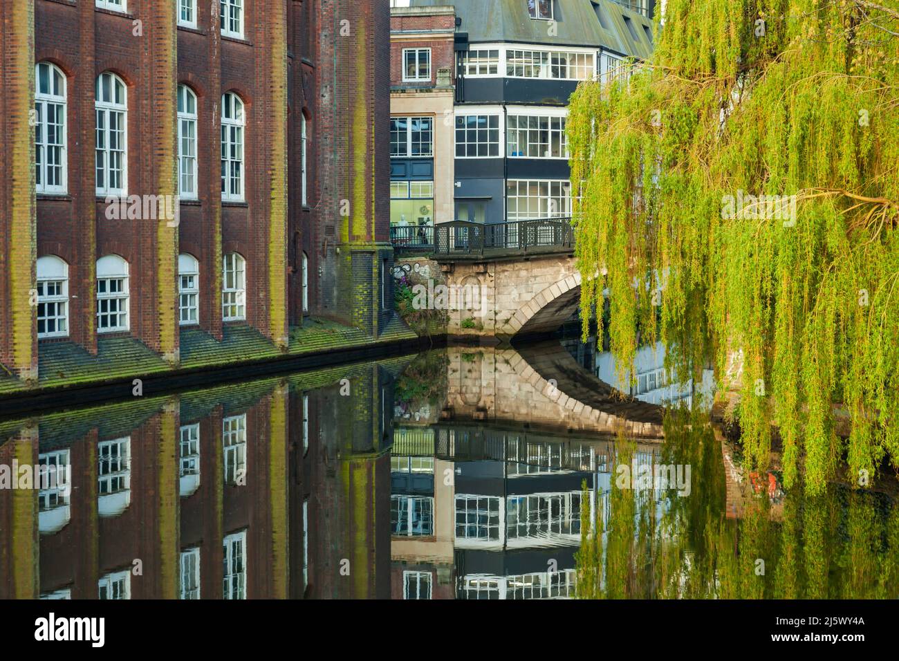 Spring morning on river Wensum in Norwich, Norfolk, England. Stock Photo