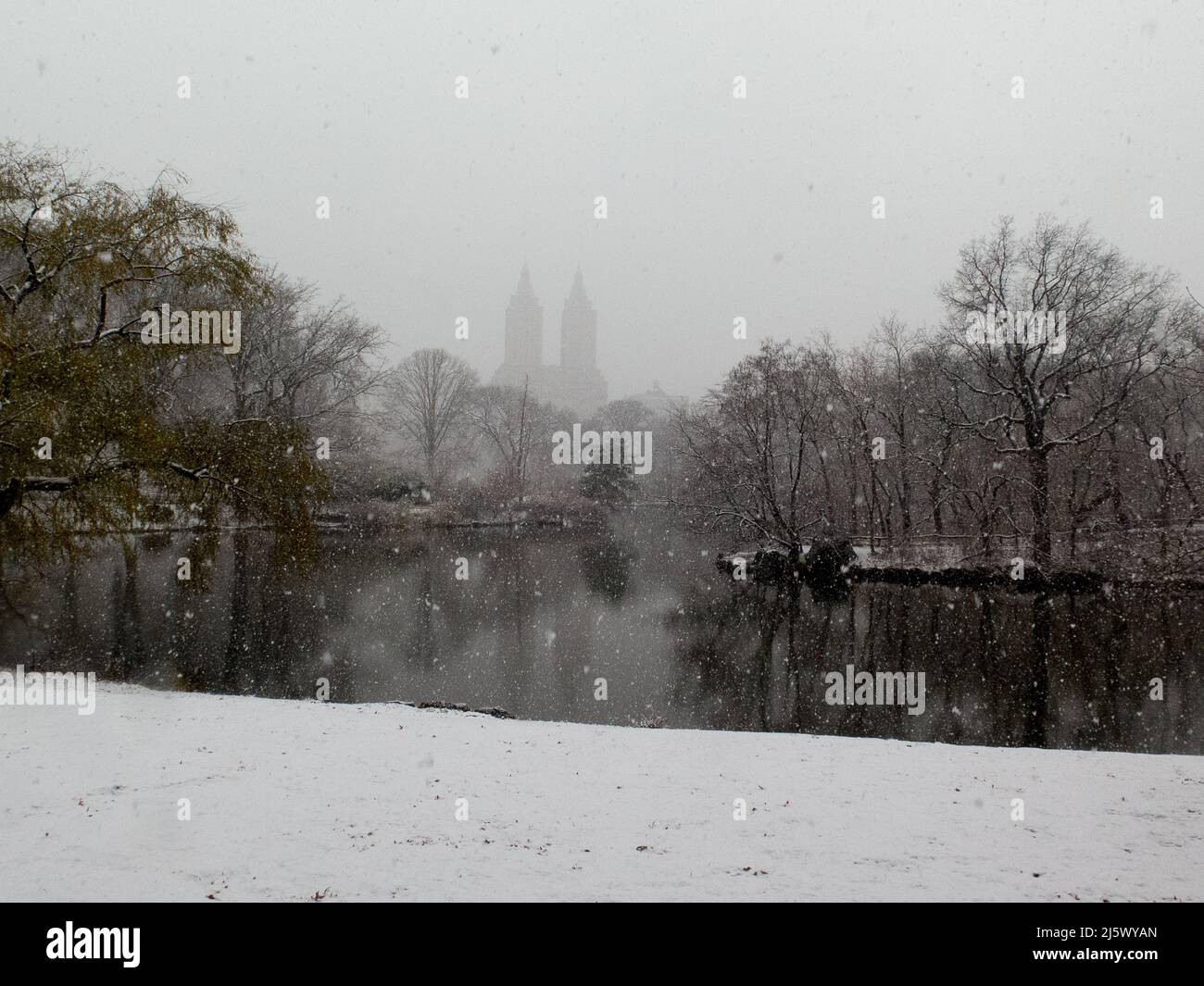 Central Park in Snow at Christmas time after a winter storm. New York ...