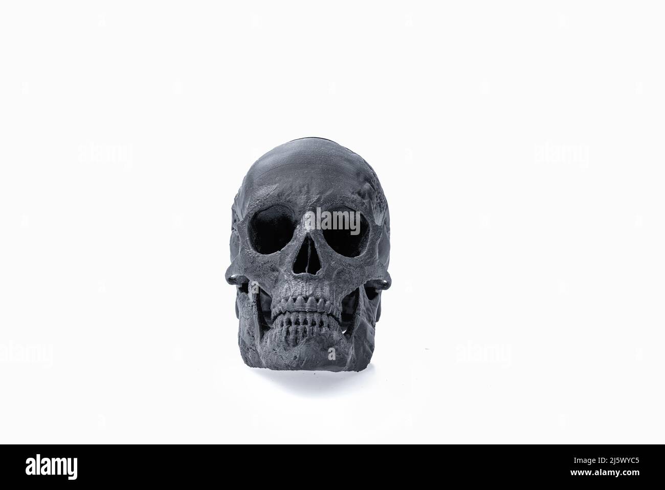 skull black isolated on white background with shadow Stock Photo