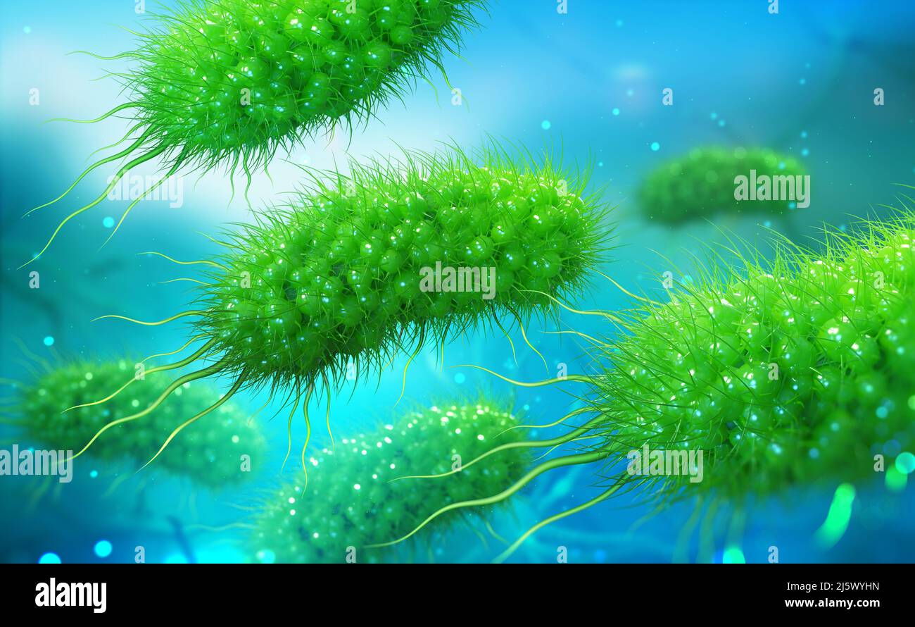 under microscope. Microbes, germs, bacteria, viruses