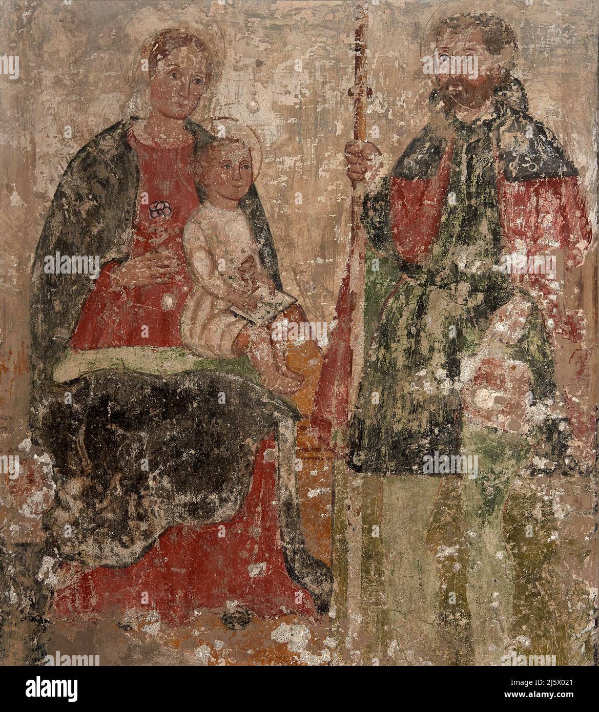 Madonna col Bambino e S. Rocco affresco XVI secolo San