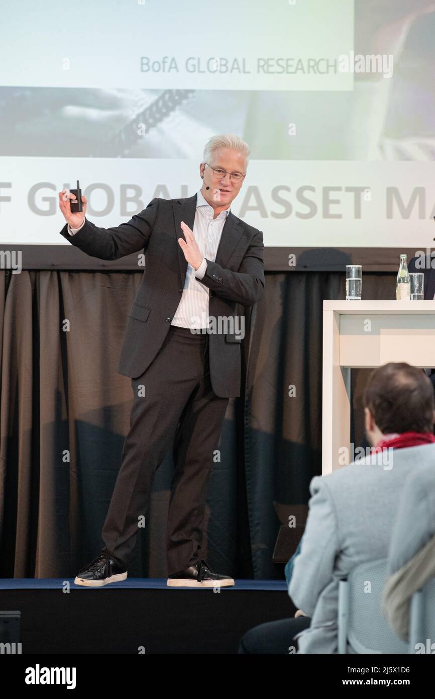 Munich, Germany. 26th Apr, 2022. The finance journalist and youtuber Markus Koch holding a talk on the american stock market on April 26, 2022 in Munich, Germany. (Photo by Alexander Pohl/Sipa USA) Credit: Sipa USA/Alamy Live News Stock Photo