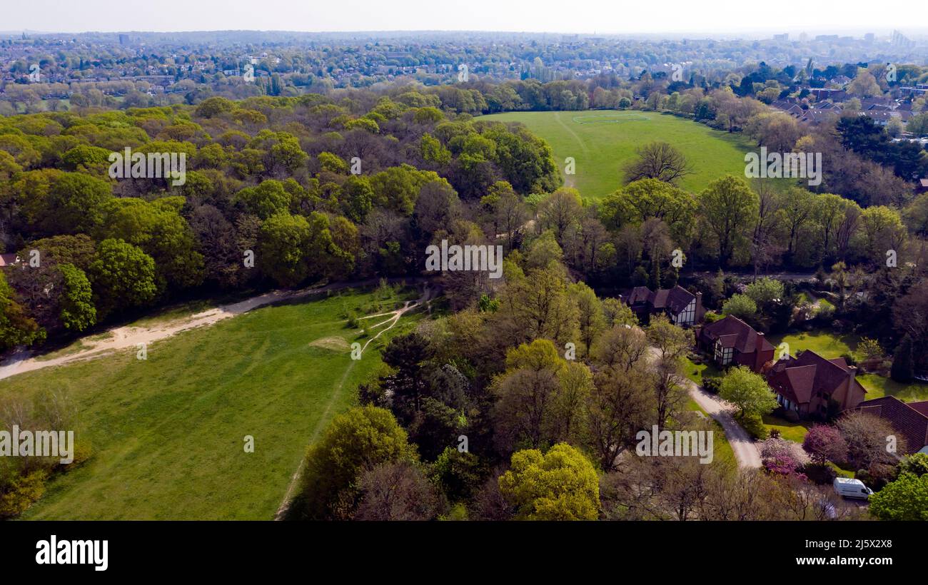 Aerial View of a section of Beckenham Place Park, Lewisham Stock Photo