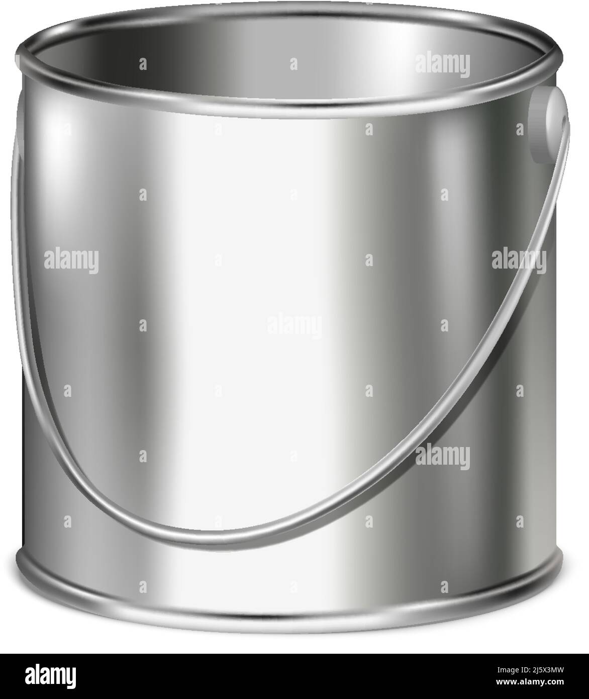 3d realistic vector icon. Metal paint bucket. Empty. Isolated on white