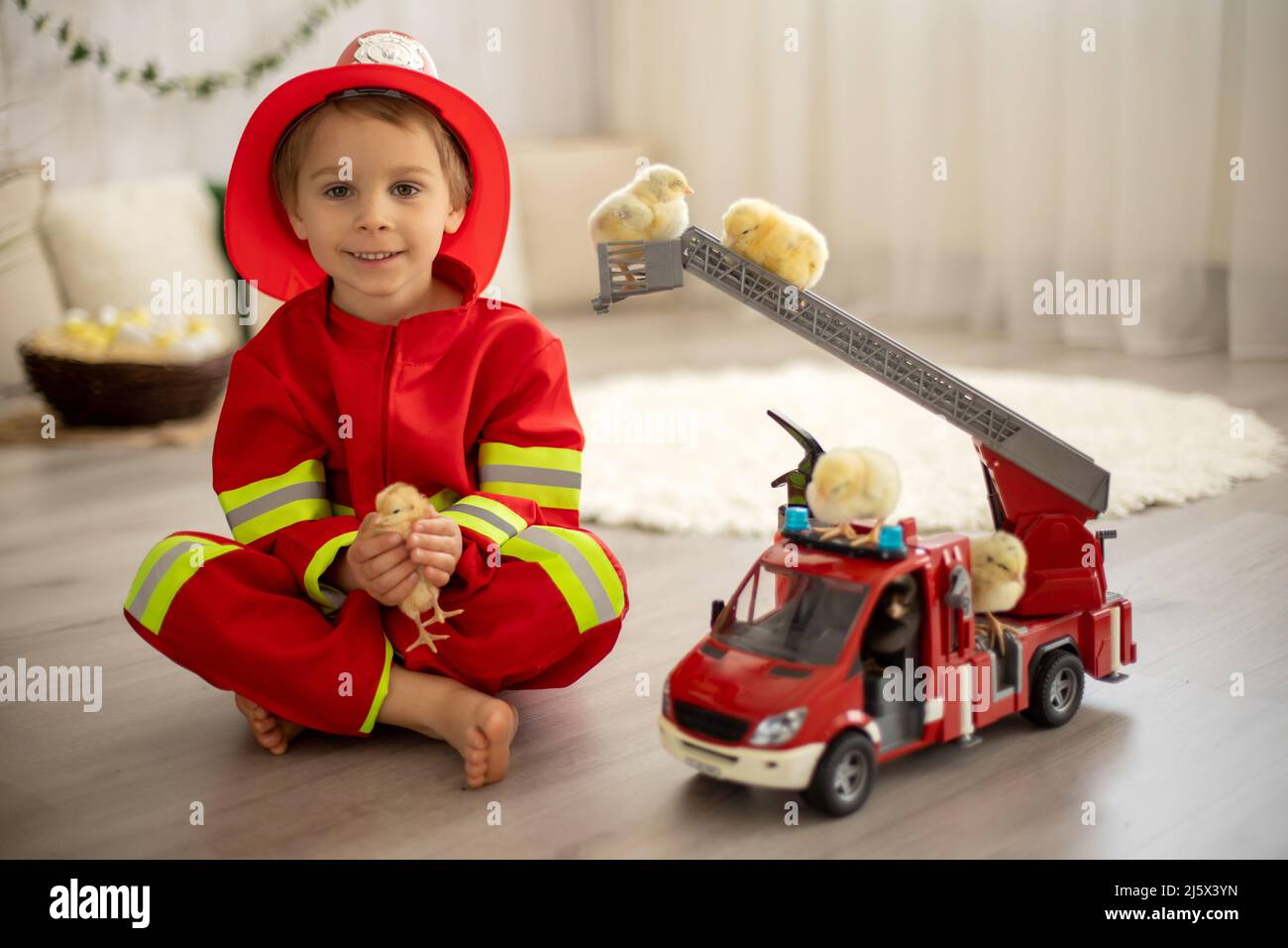 Kids playing hotsell with fire trucks