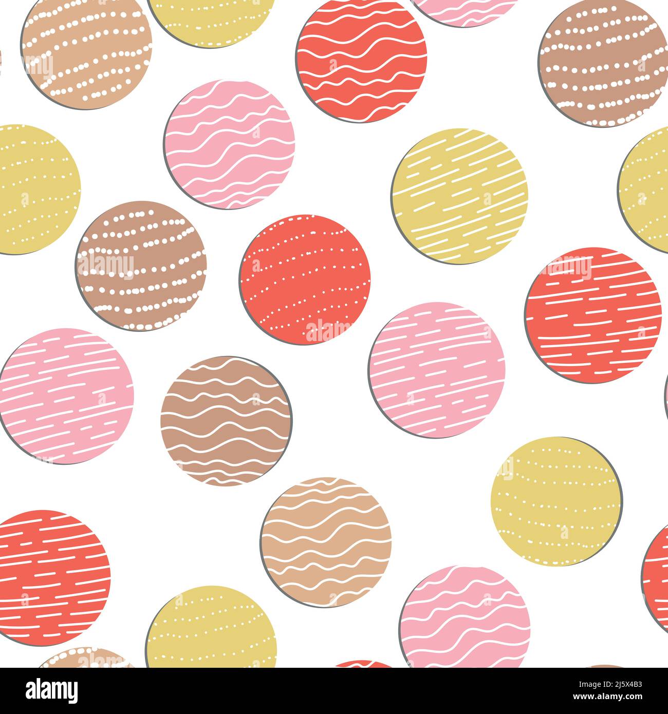 Abstract hand drown polka dots background. White dotted seamless pattern with color circles. Template design for invitation, poster, card, flyer Stock Vector