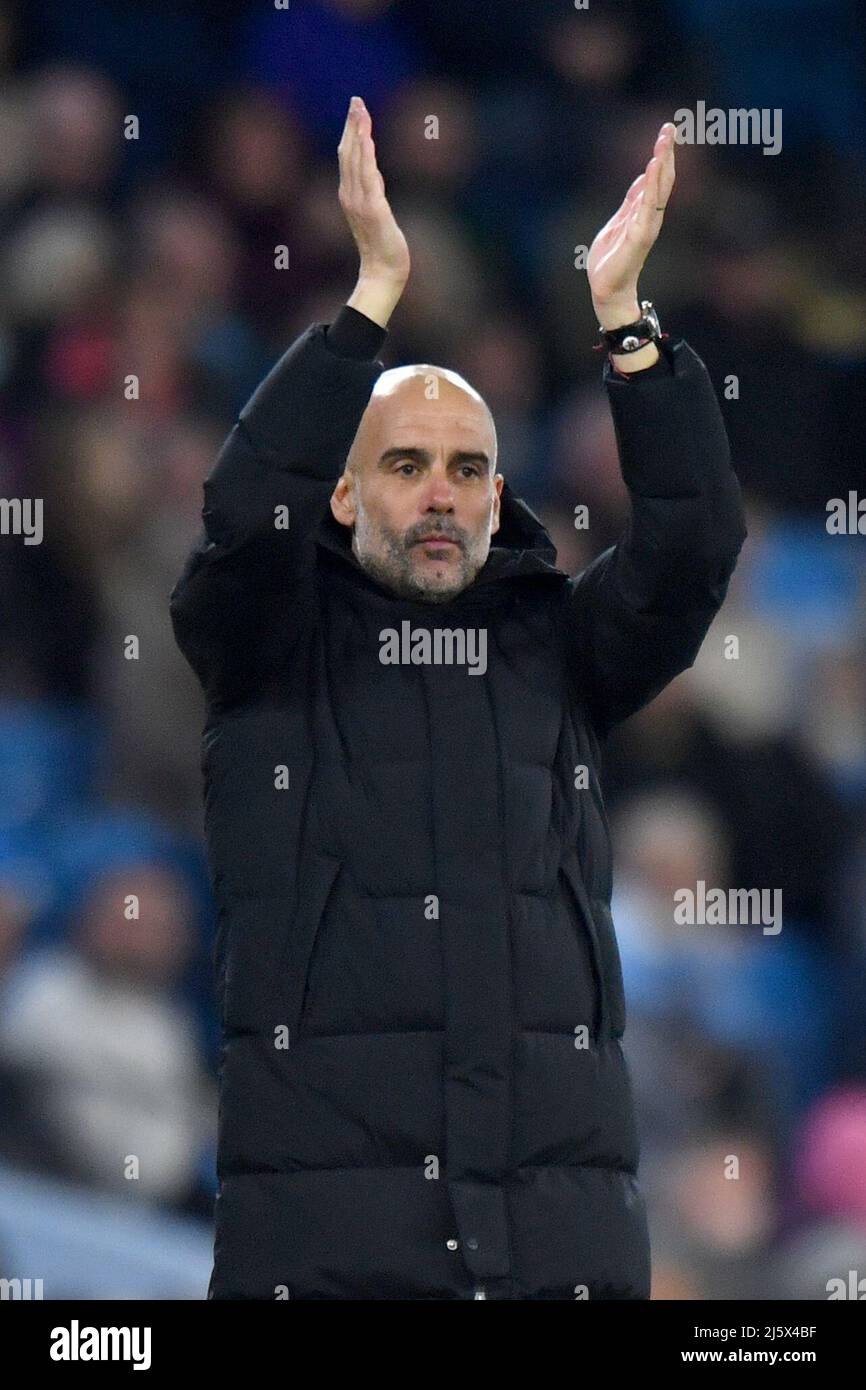 Manchester City manager Pep Guardiola. Picture date: Thursday April 21, 2022. Photo credit should read:   Anthony Devlin/Alamy Live News/Alamy Live News Stock Photo