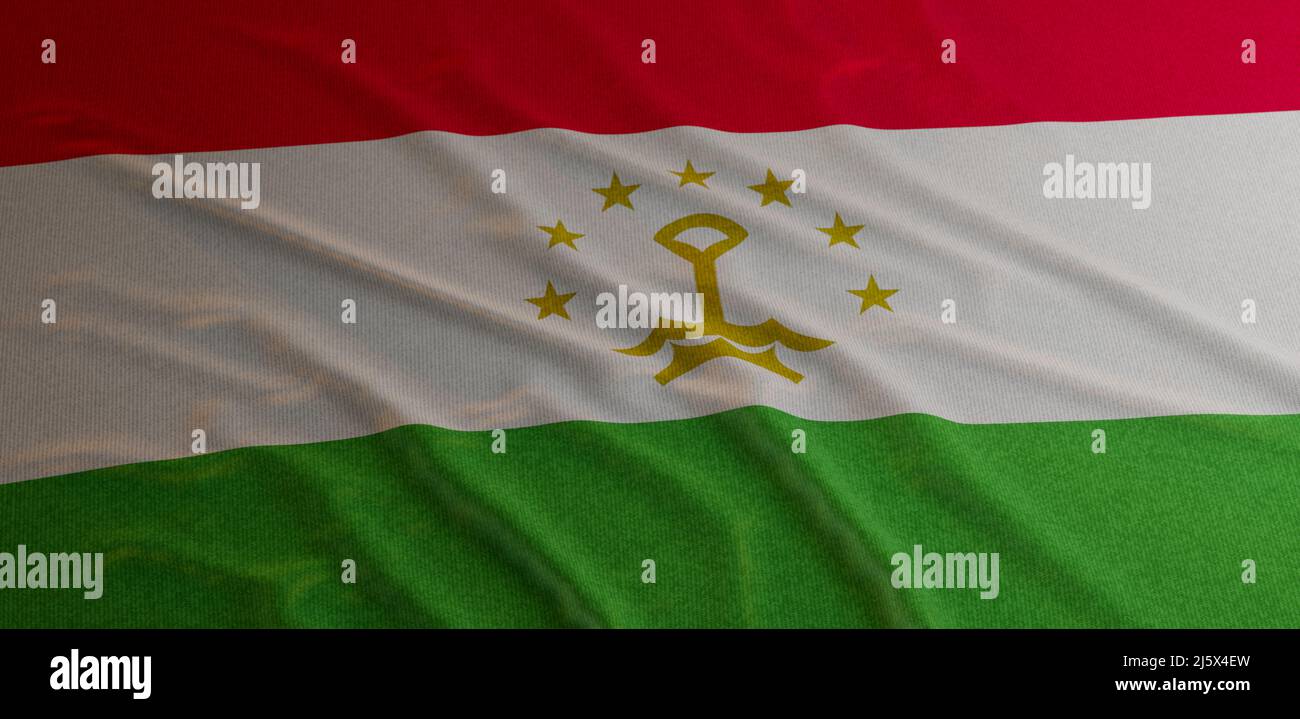 Tajikistan flag, Flag of Tajikistan 3D Render Stock Photo