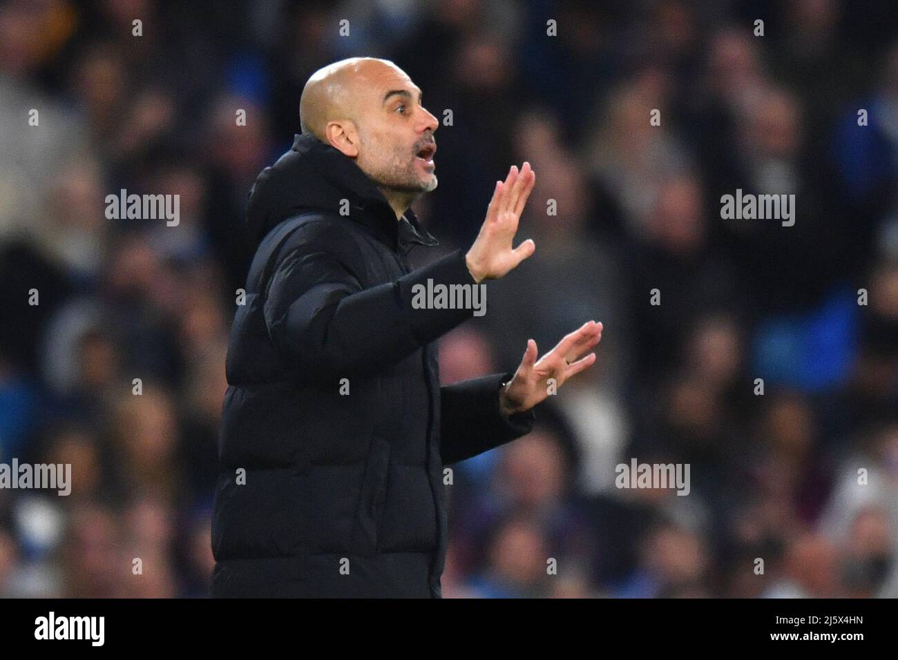 Manchester City manager Pep Guardiola. Picture date: Thursday April 21, 2022. Photo credit should read:   Anthony Devlin/Alamy Live News/Alamy Live News Stock Photo