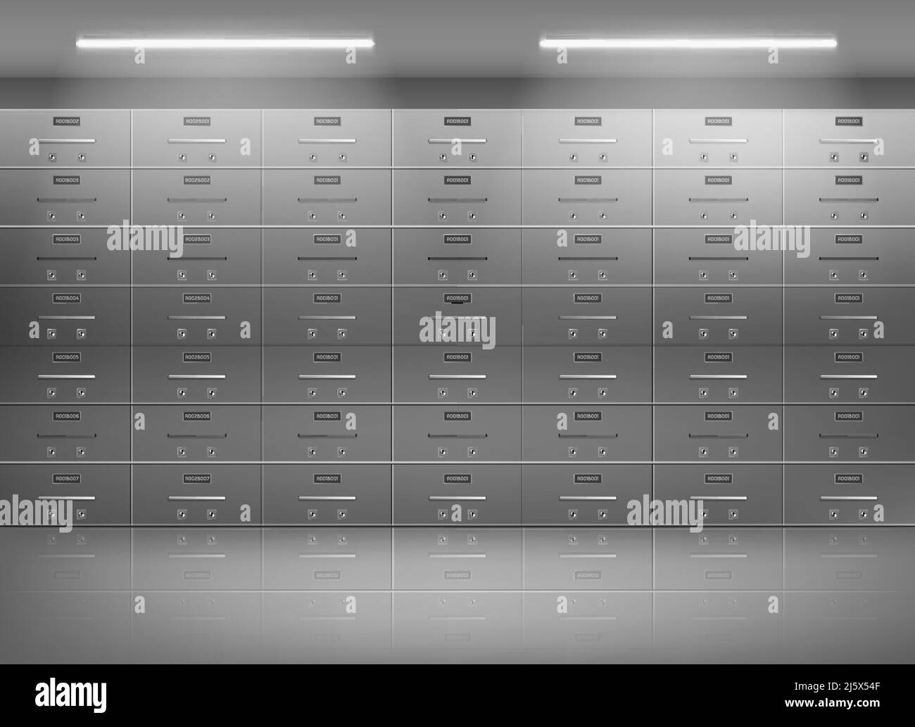 Safe deposit boxes inside bank vault. Metallic lockers, individually