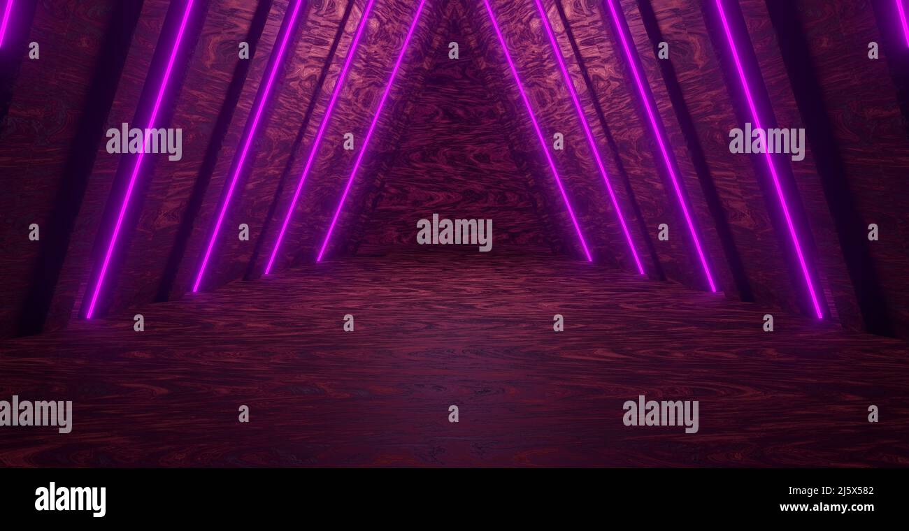 Futuristic Sci-Fi Abstract Purple Neon Light Shapes On Black Background ...