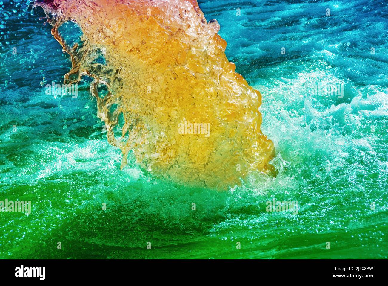 Colorful water and water jet Stock Photo