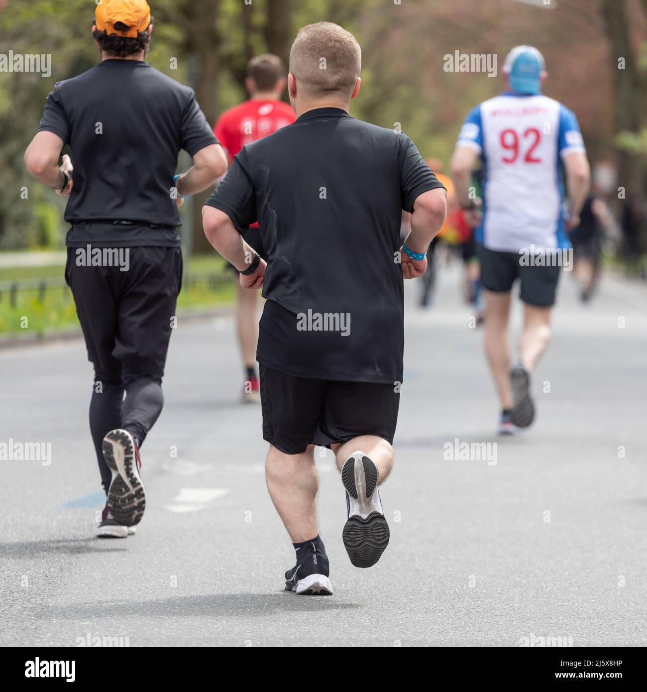 short runner at the hamburg marathon Stock Photo