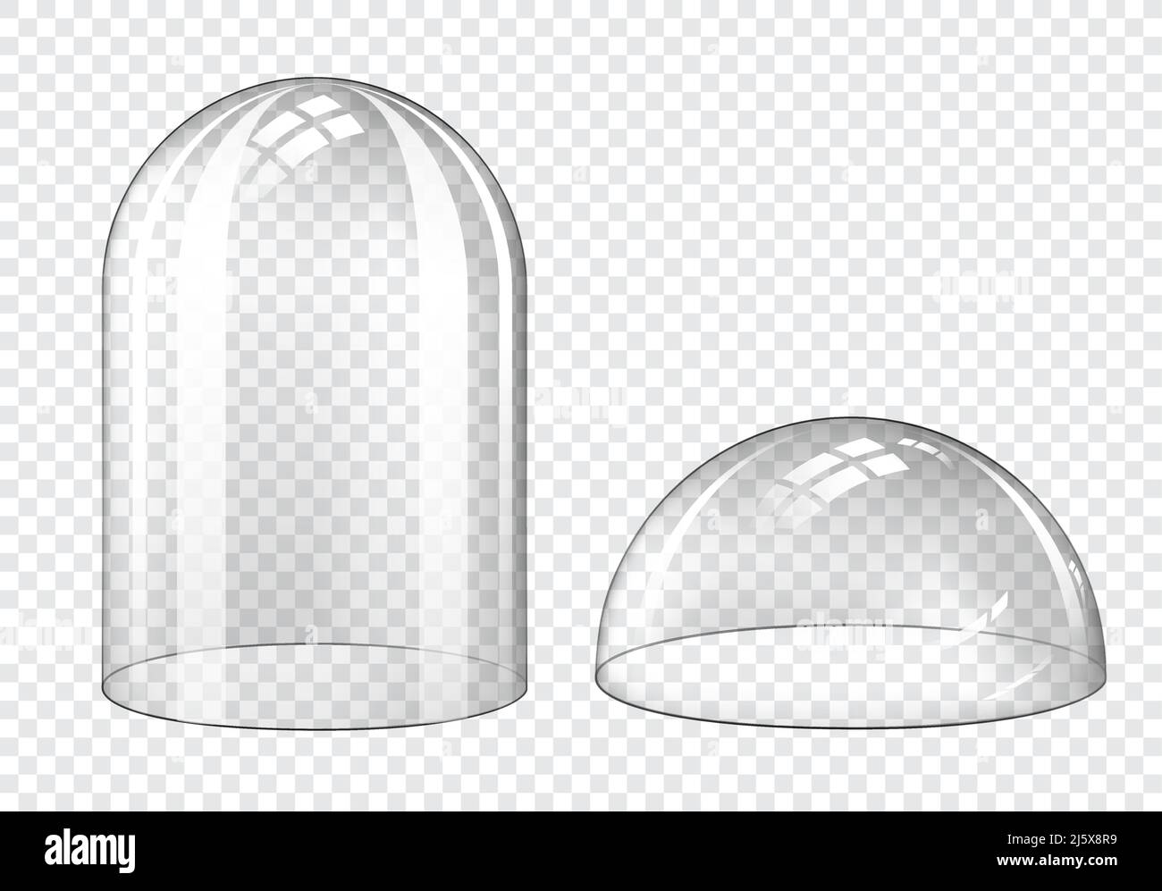 Glass dome, clear plastic bell jar isolated on transparent background.  Vector realistic mockup of empty protection cover, hemisphere and cylinder  shap Stock Vector Image & Art - Alamy