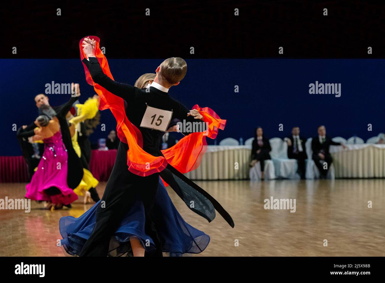 couple dancer dancing waltz in dance competition Stock Photo