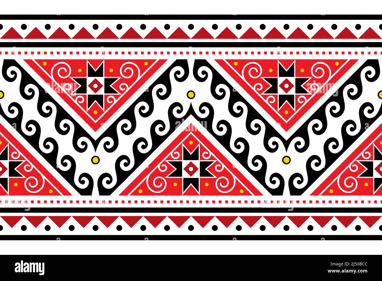 Hutsul Pisanky - traditional Ukrainian Easter eggs vector seamless pattern or long border inspired by folk art from Ukraine Stock Vector