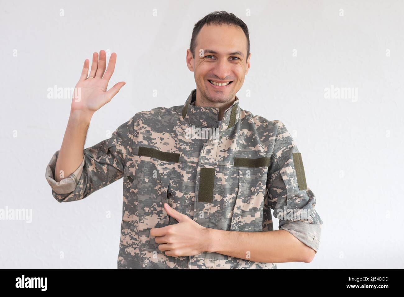 Portrait of a soldier, military white background Stock Photo Alamy