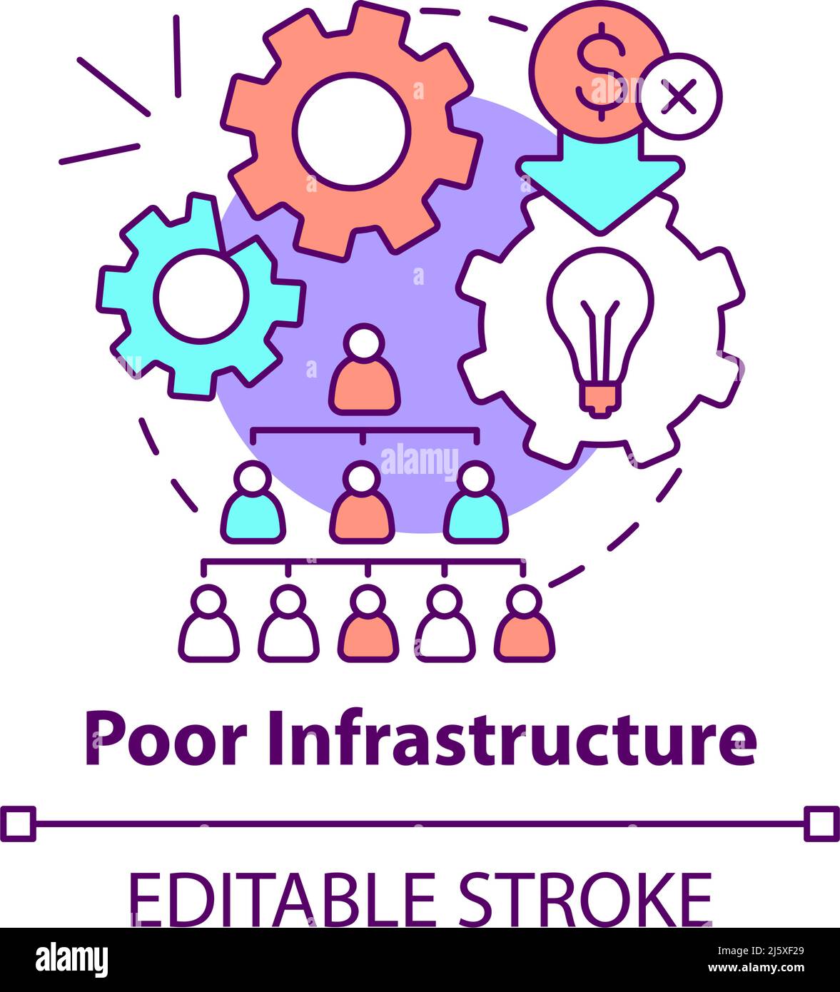 Poor infrastructure concept icon Stock Vector