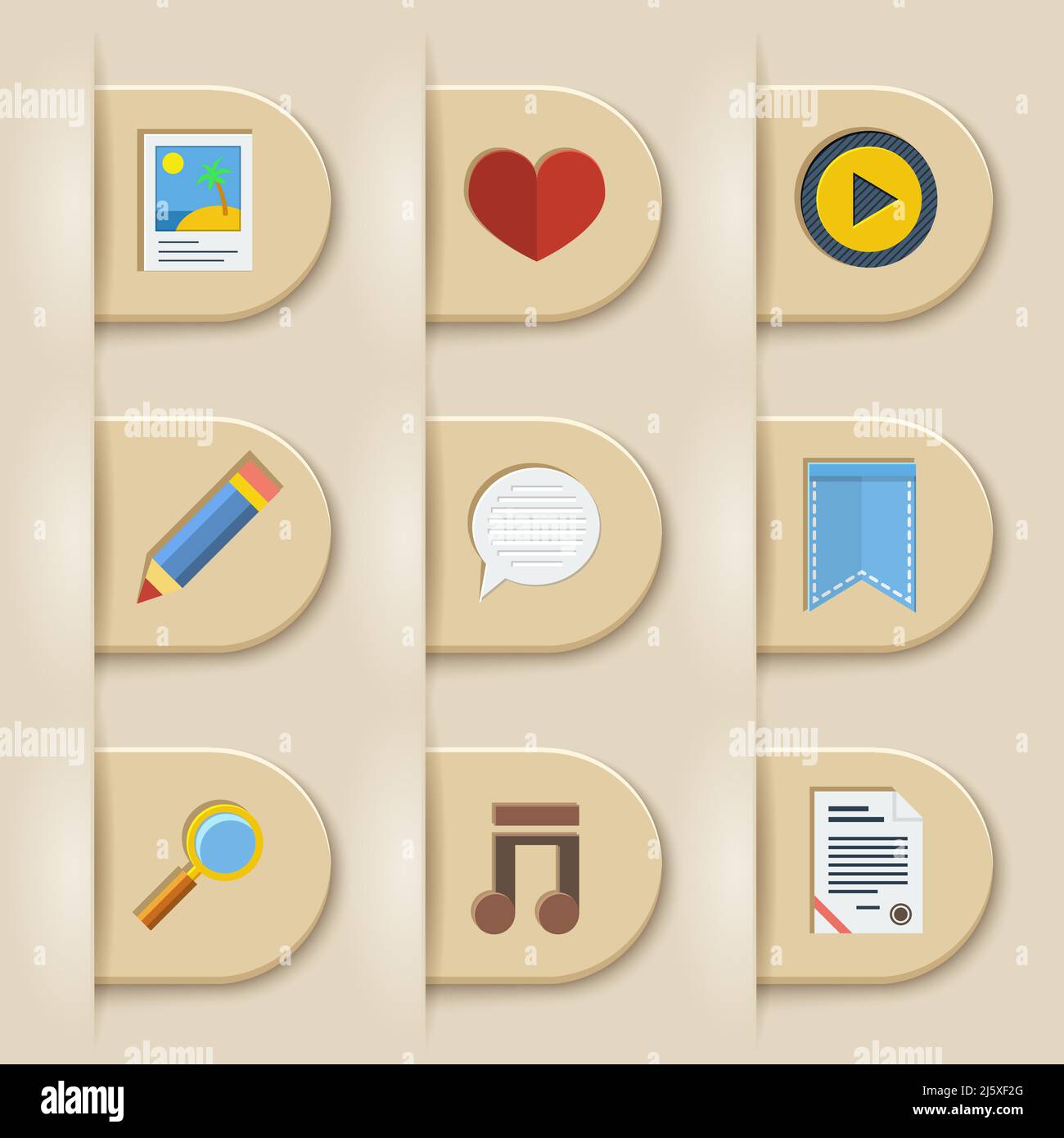 Media symbol on paper cuts vector illustration Stock Vector