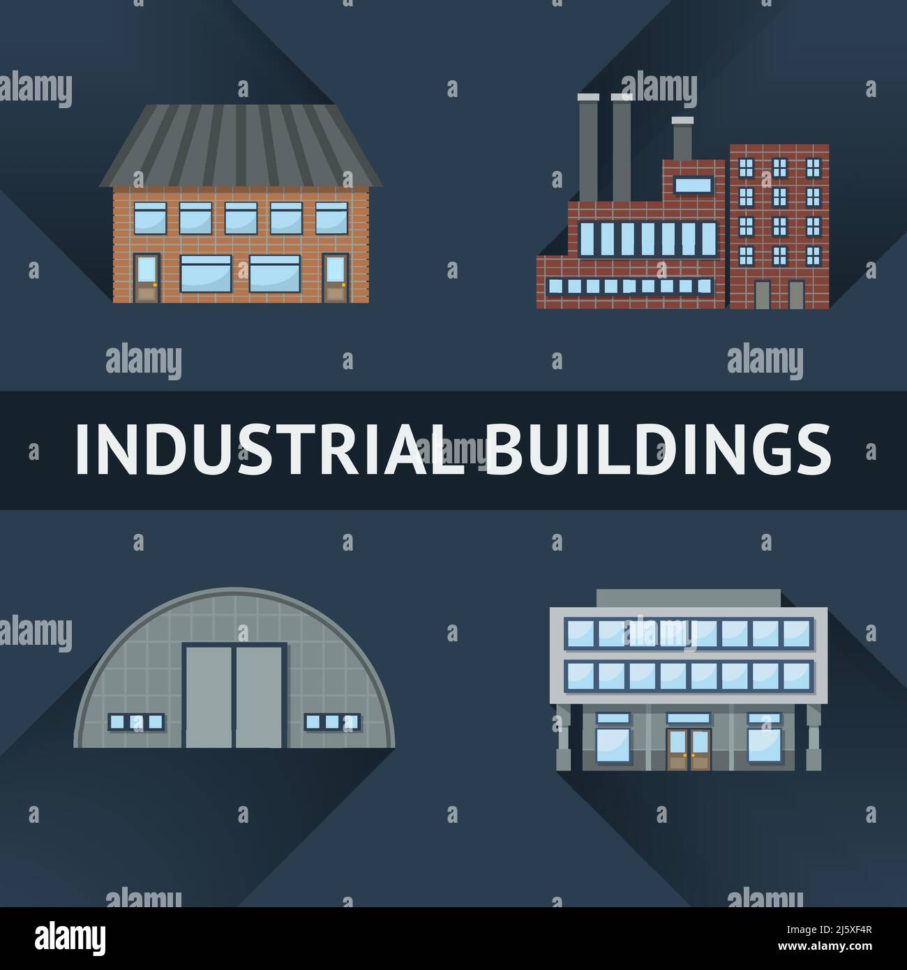 Industrial and business building icons set vector illustration Stock ...