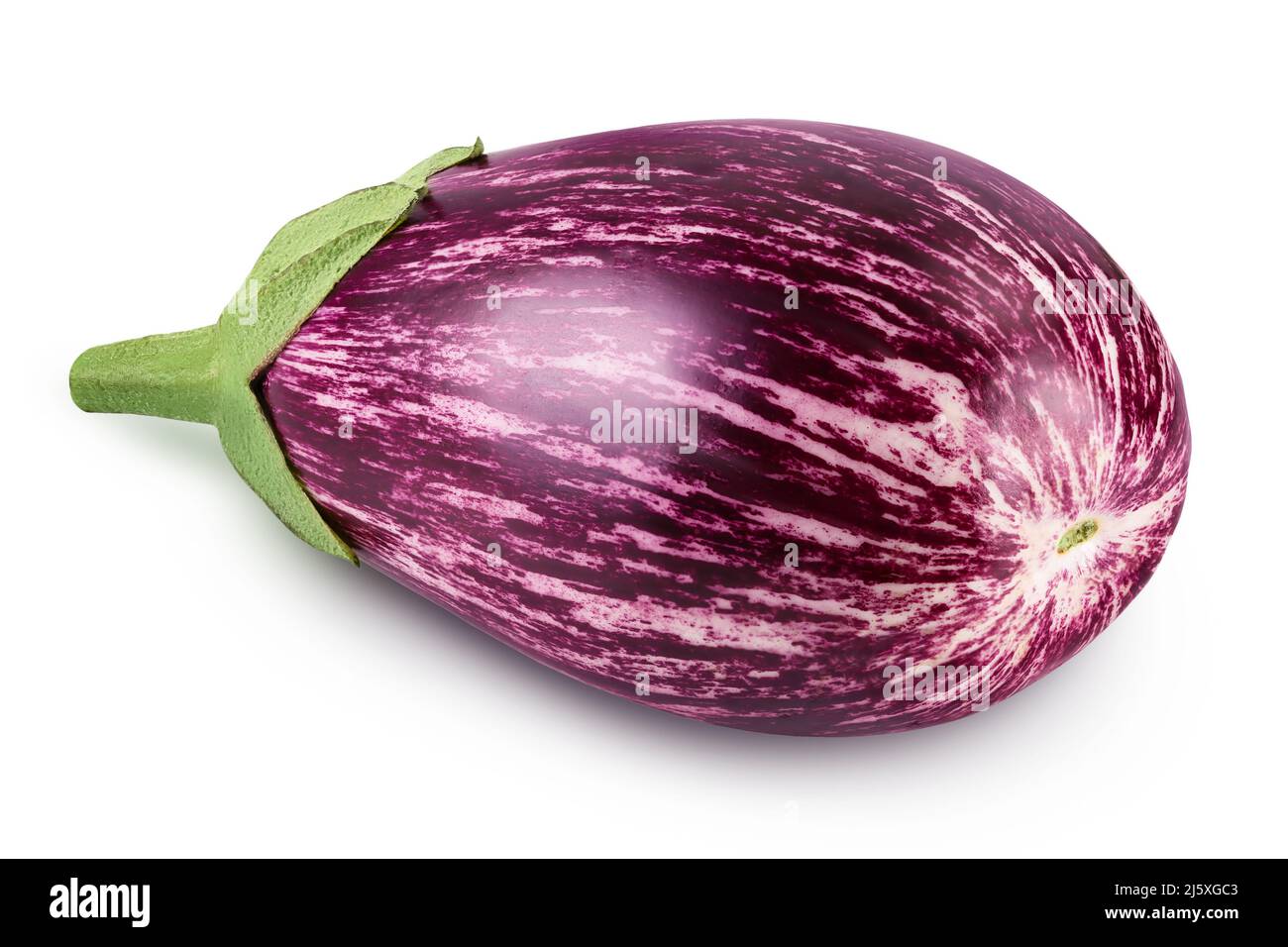 striped eggplant graffiti isolated on white background with clipping path and full depth of field. Stock Photo