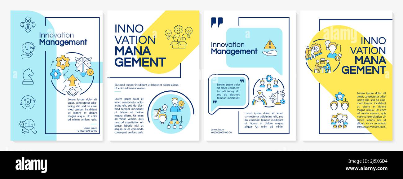 Innovation management system blue and yellow brochure template Stock ...