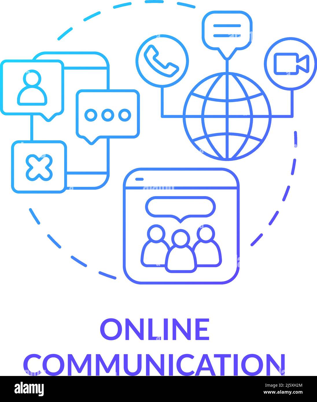 Online communication blue gradient concept icon Stock Vector