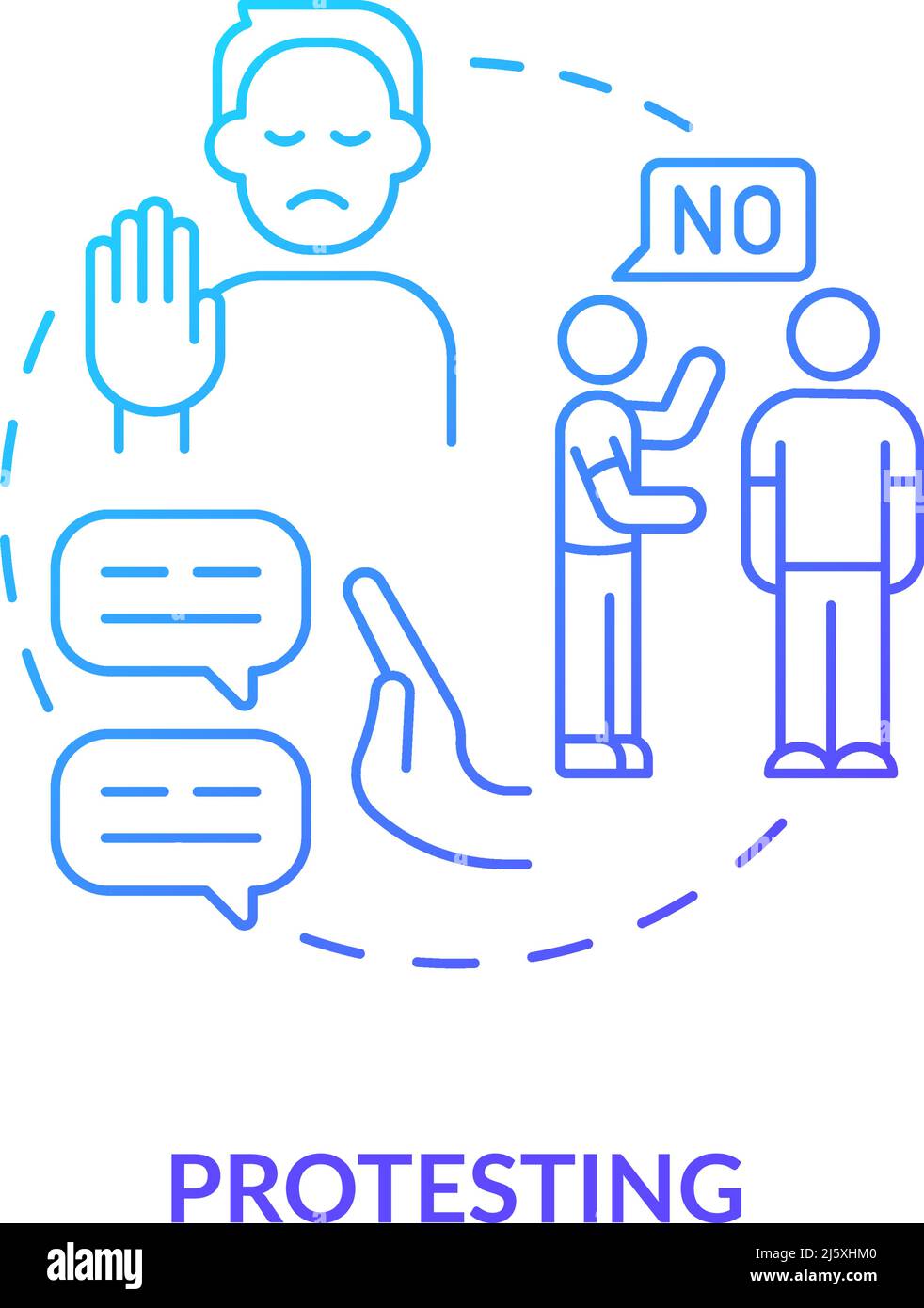 Protesting blue gradient concept icon Stock Vector