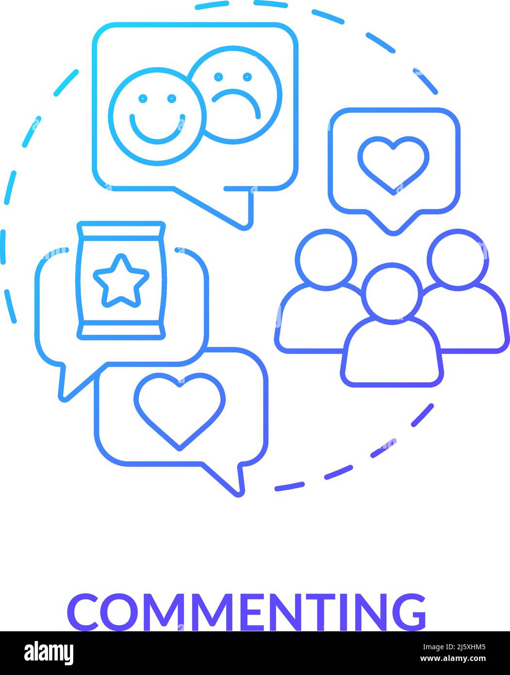 Commenting blue gradient concept icon Stock Vector