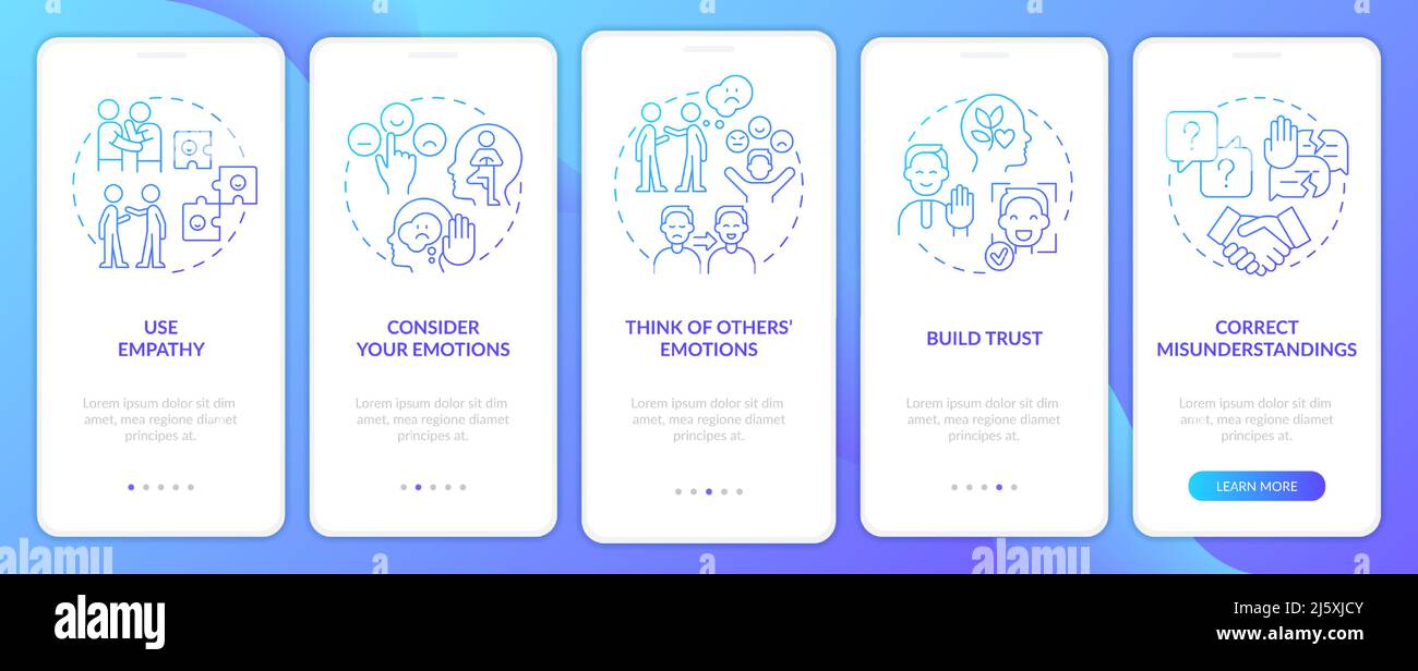 Improving emotional awareness blue gradient onboarding mobile app ...