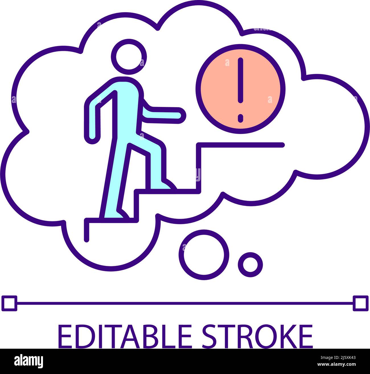 Anxious thought RGB color icon Stock Vector