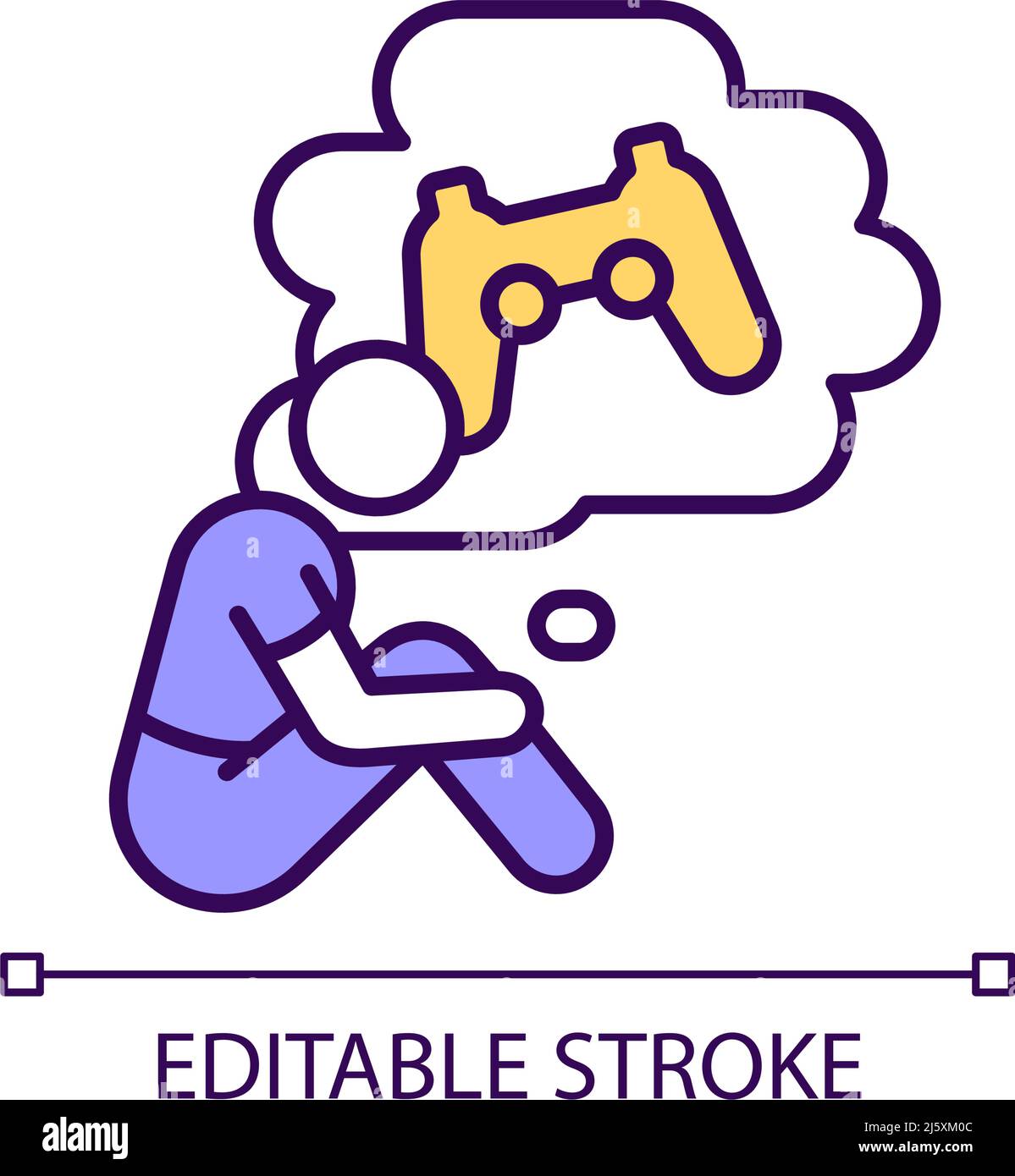 Abstinence syndrome at gaming addiction RGB color icon Stock Vector