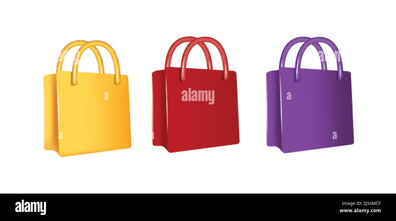 Set of 3d realistic colorful shopping bags. Vector Illustration Stock ...