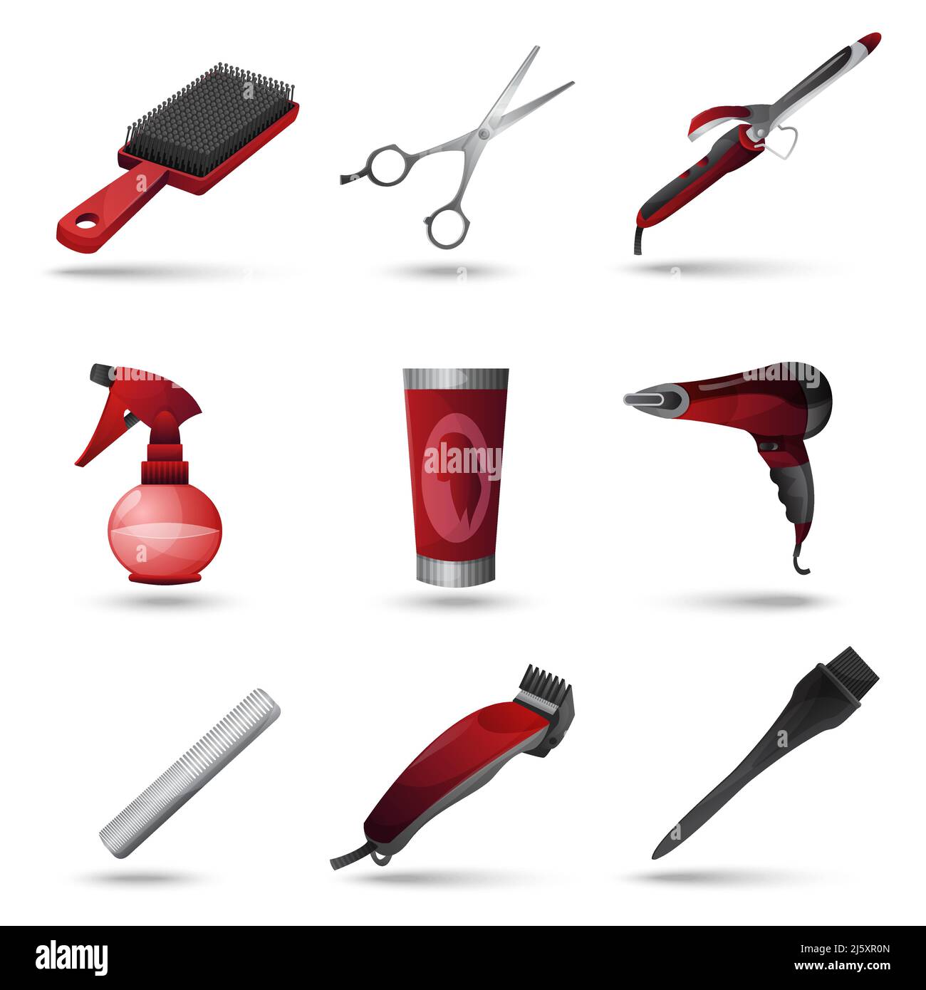 Hairdresser and beauty salon decorative icons set isolated vector ...
