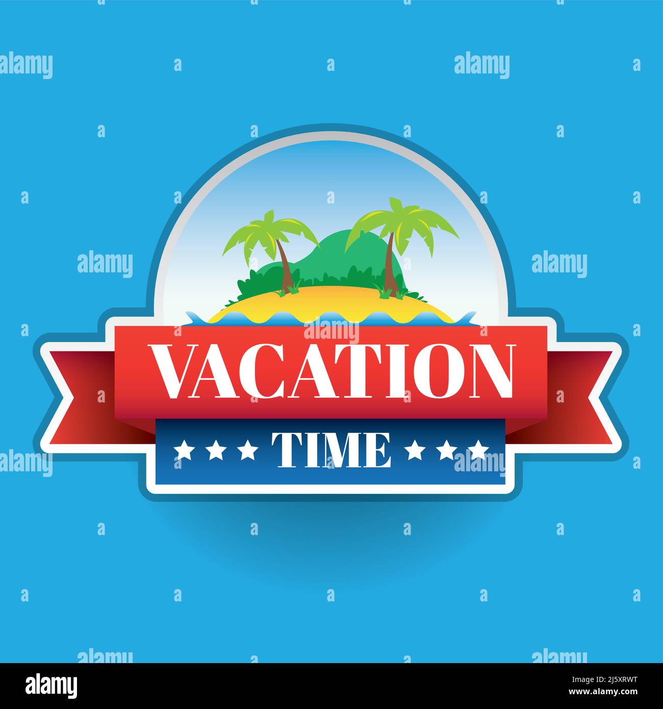 Vacation Time tropical island cartoon Stock Vector