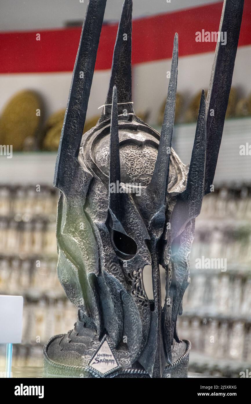 A fantasy helmet on display Segovia, Spain Stock Photo